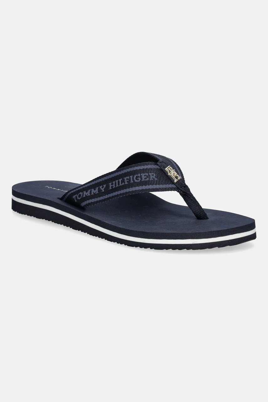 Levně Žabky Tommy Hilfiger HILFIGER WEBBING BEACH SANDAL dámské, tmavomodrá barva, na plochém podpatku, FW0FW08515