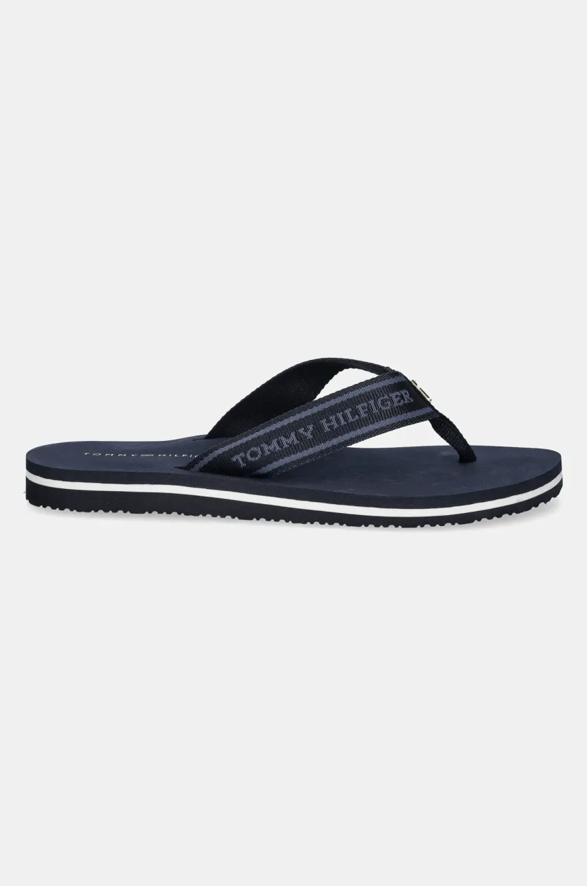 Вьетнамки Tommy Hilfiger HILFIGER WEBBING BEACH SANDAL женские цвет синий на плоском ходу FW0FW08515 Вьетнамки Tommy Hilfiger HILFIGER WEBBING BEACH SANDAL женские цвет синий на плоском ходу FW0FW08515