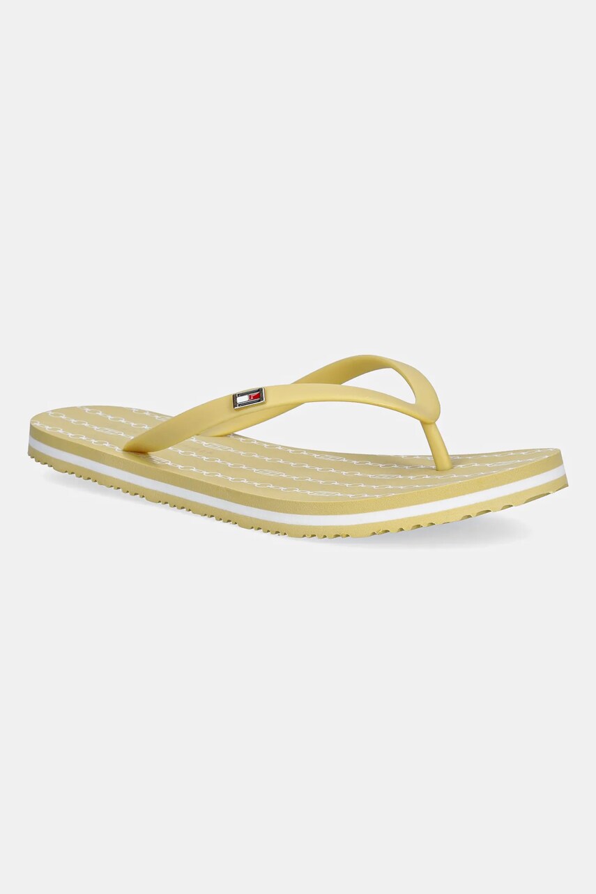 Levně Žabky Tommy Hilfiger HILFIGER STRAP BEACH SANDAL dámské, žlutá barva, na plochém podpatku, FW0FW08518