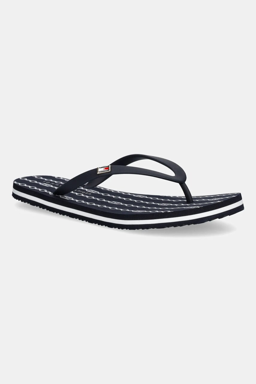 Levně Žabky Tommy Hilfiger HILFIGER STRAP BEACH SANDAL dámské, tmavomodrá barva, na plochém podpatku, FW0FW08518
