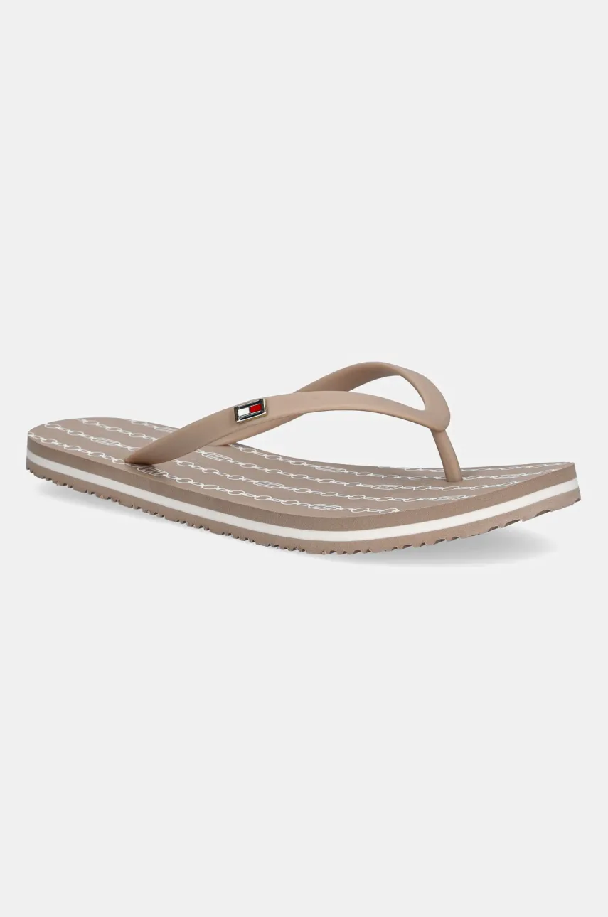 Levně Žabky Tommy Hilfiger HILFIGER STRAP BEACH SANDAL dámské, béžová barva, na plochém podpatku, FW0FW08518
