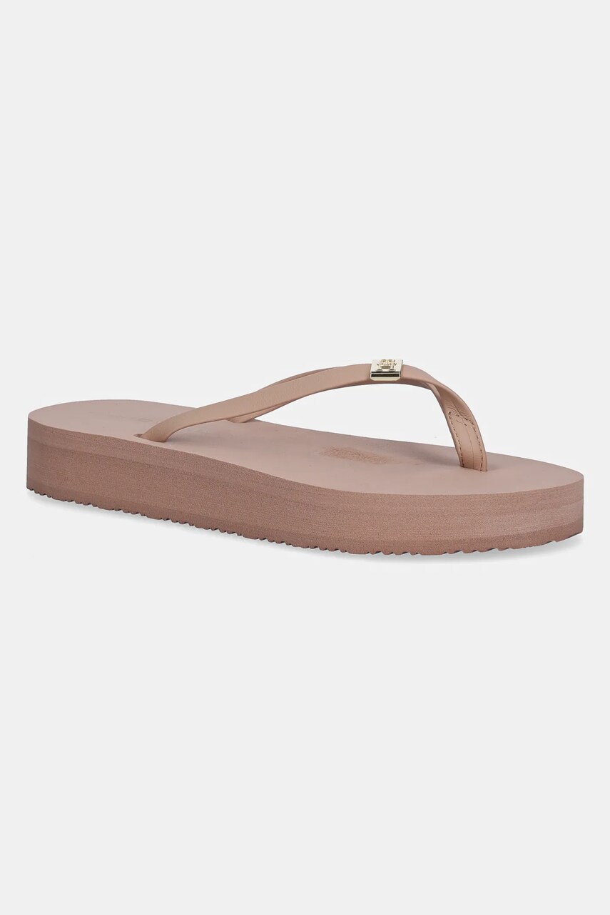 Levně Žabky Tommy Hilfiger ELEVATED CHIC BEACH SANDAL dámské, béžová barva, na plochém podpatku, FW0FW08523