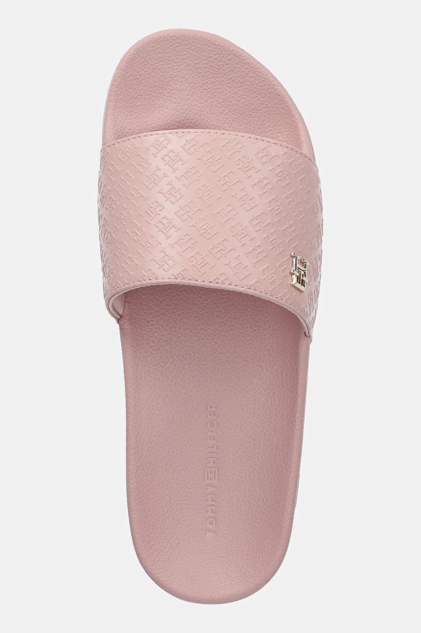 Шльопанці Tommy Hilfiger TH MONOGRAM POOLSIDE жіночі колір рожевий FW0FW08525 
