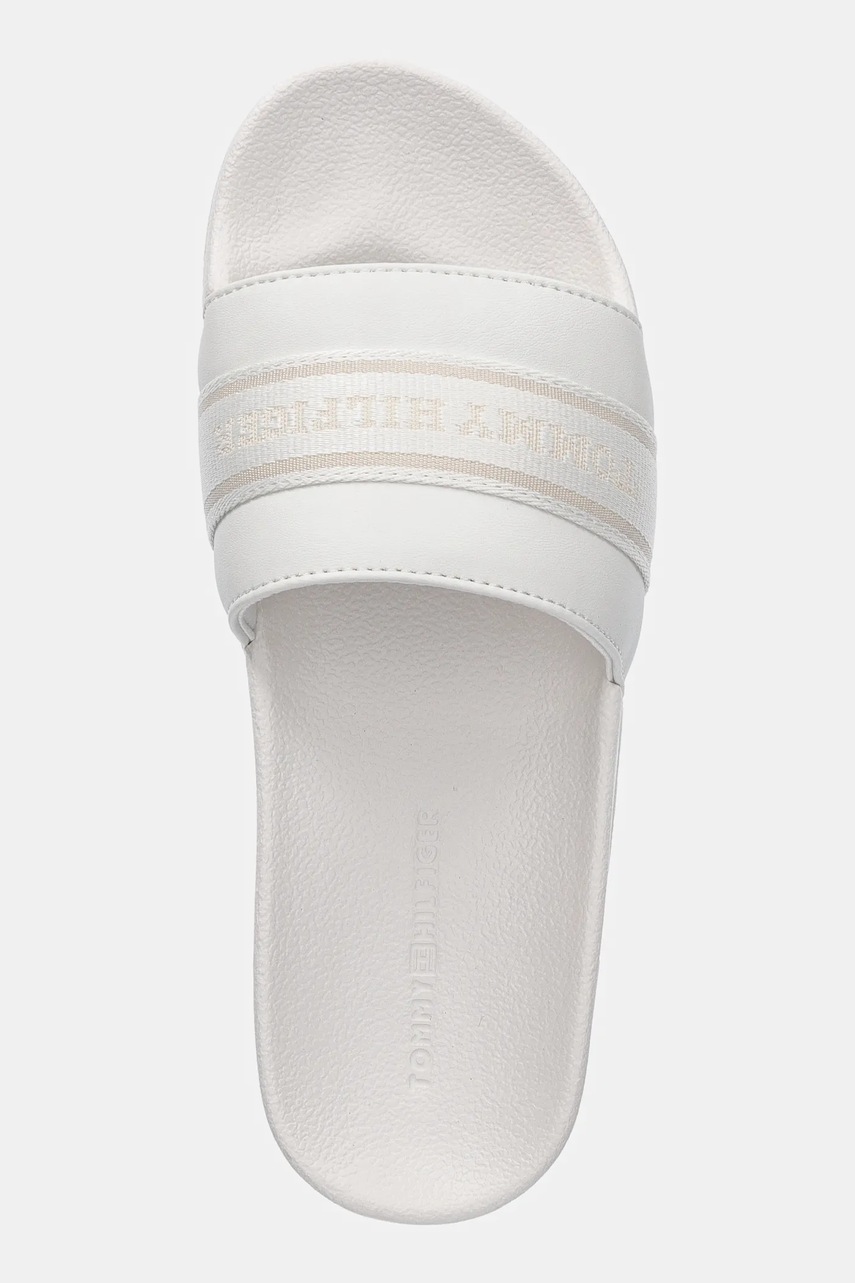 Шльопанці Tommy Hilfiger HILFIGER POOLSIDE WITH WEBBING жіночі колір білий FW0FW08529 