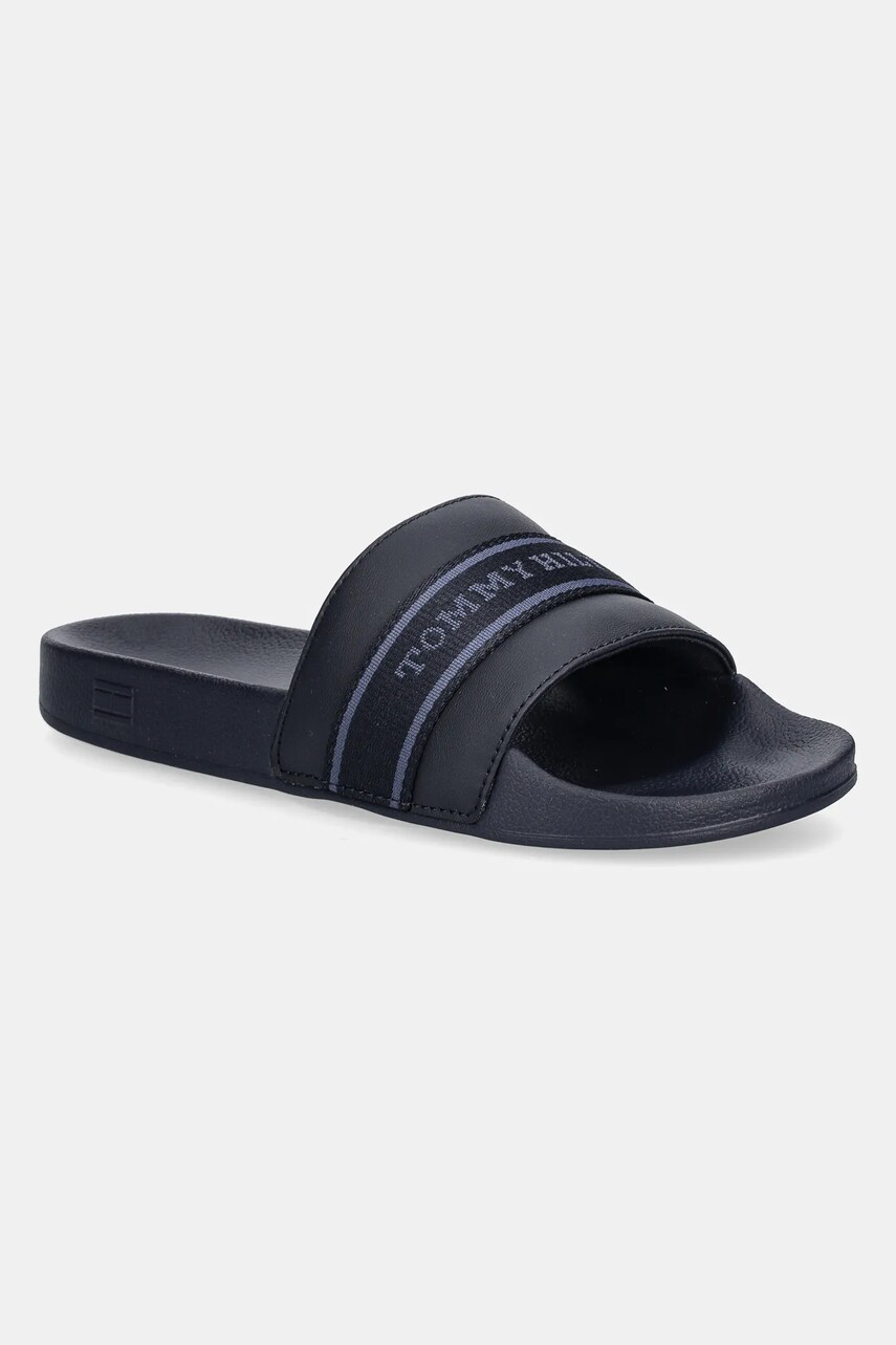 Levně Pantofle Tommy Hilfiger HILFIGER POOLSIDE WITH WEBBING dámské, tmavomodrá barva, FW0FW08529