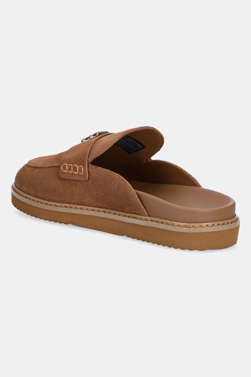 Замшеві шльопанці Tommy Hilfiger SUEDE CLOSED TOE MULE жіночі колір коричневий FW0FW08583 