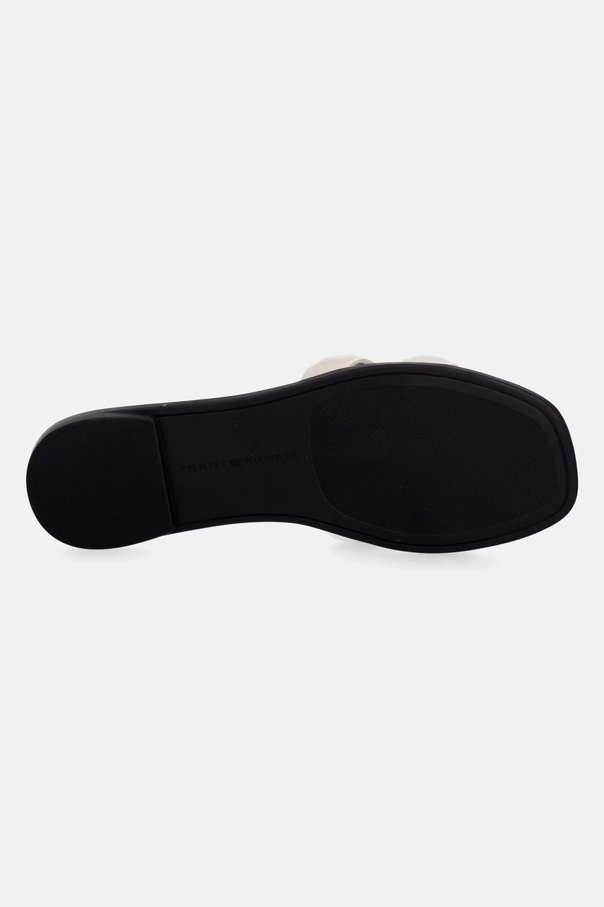 Tommy Hilfiger šľapky na plochom podpätku dámske kožené TH LOGO STRAP MULE