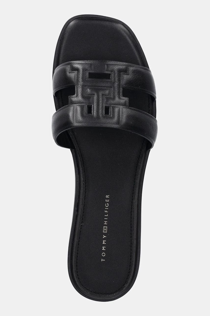Tommy Hilfiger šľapky na plochom podpätku dámske kožené TH LOGO STRAP MULE