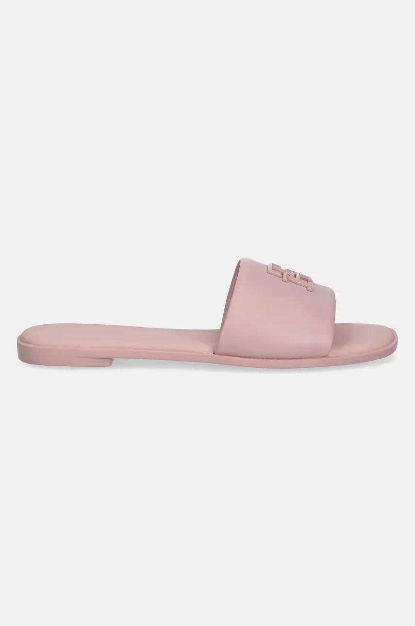 Кожаные шлепанцы Tommy Hilfiger TH LOGO HARDWARE LEATHER MULE женские цвет розовый FW0FW08806 Кожаные шлепанцы Tommy Hilfiger TH LOGO HARDWARE LEATHER MULE женские цвет розовый FW0FW08806