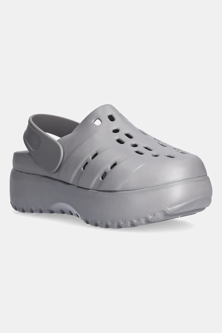 adidas papuci Adilette Clog Platform femei, culoarea gri, cu platforma, JQ9879