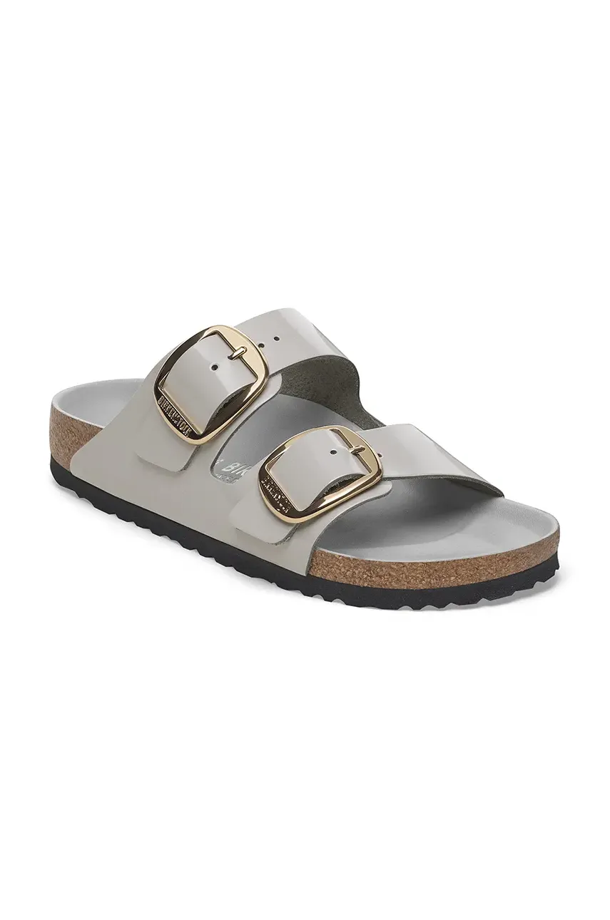 Кожаные шлепанцы Birkenstock Arizona Big Buckle женские цвет серый 1029346 Кожаные шлепанцы Birkenstock Arizona Big Buckle женские цвет серый 1029346