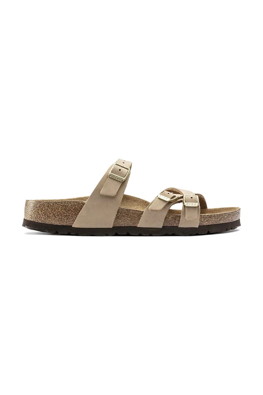 Birkenstock papuci din nubuc Franca SFB culoarea bej, 1022973