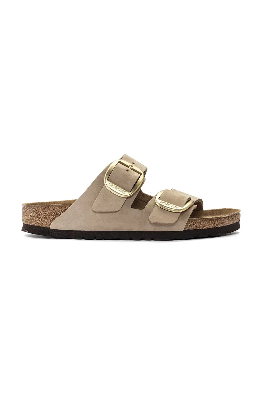 Nubukové pantofle Birkenstock Arizona Big Buckle béžová barva, 1023957