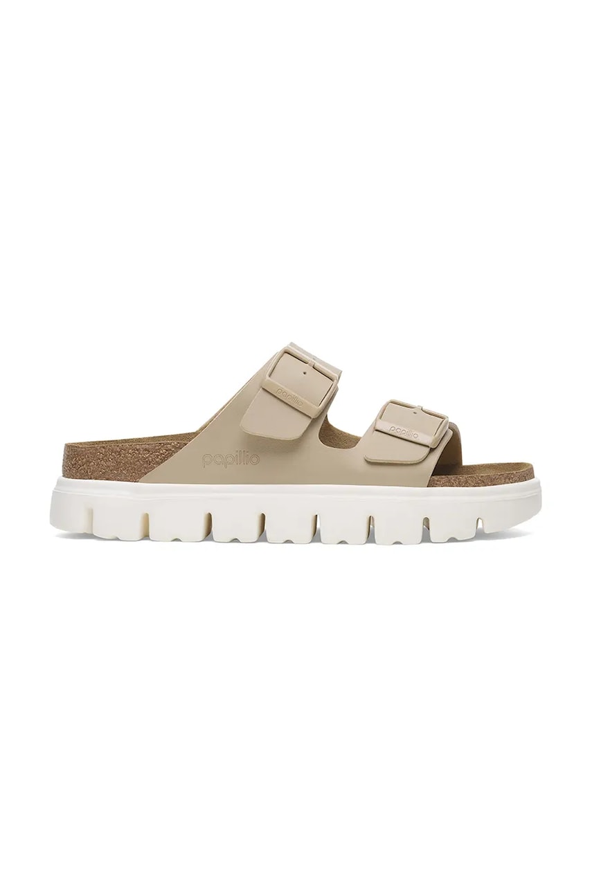 Birkenstock papuci Arizona Chunky Birkenstock x Papillio femei, culoarea bej, cu platforma, 1029094 Birkenstock papuci Arizona Chunky Birkenstock x Papillio femei, culoarea bej, cu platforma, 1029094