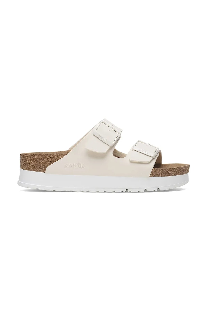 Birkenstock papuci Arizona Flex Platform Birkenstock x Papillio femei, culoarea bej, cu platforma, 1029127 Birkenstock papuci Arizona Flex Platform Birkenstock x Papillio femei, culoarea bej, cu platforma, 1029127
