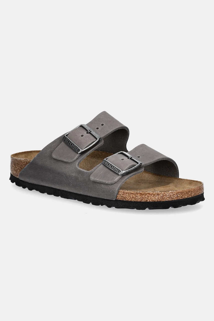 Birkenstock papuci din nubuc Arizona femei, culoarea gri, 1027026 Birkenstock papuci din nubuc Arizona femei, culoarea gri, 1027026