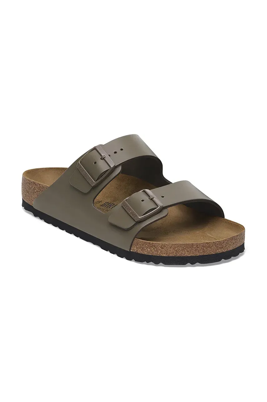 Кожаные шлепанцы Birkenstock Arizona женские цвет зелёный 1029155 Кожаные шлепанцы Birkenstock Arizona женские цвет зелёный 1029155