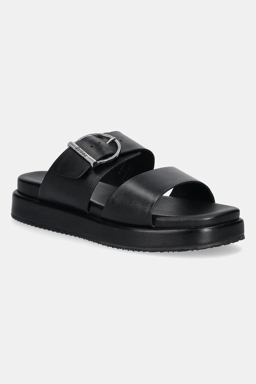 Barbour slapi de piele Adele femei, culoarea negru, cu platforma, LFO0761BK51 Barbour slapi de piele Adele femei, culoarea negru, cu platforma, LFO0761BK51