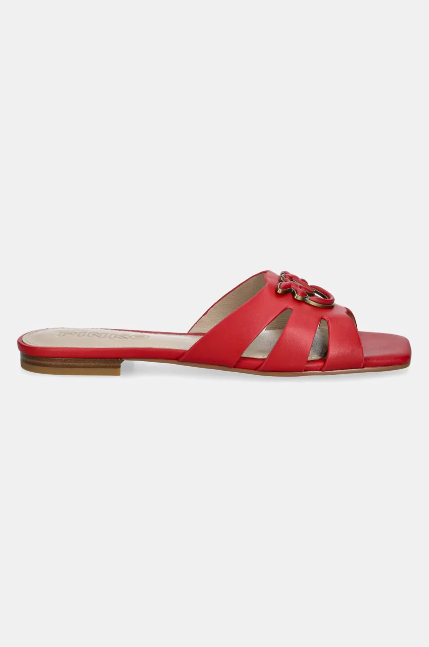 Кожаные шлепанцы Pinko Marli женские цвет красный SD0313 P003 R30 Кожаные шлепанцы Pinko Marli женские цвет красный SD0313 P003 R30