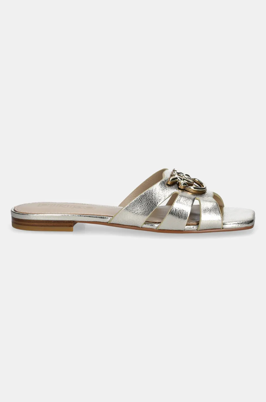 Кожаные шлепанцы Pinko Marli женские цвет золотой SD0313 P049 Z22 Кожаные шлепанцы Pinko Marli женские цвет золотой SD0313 P049 Z22