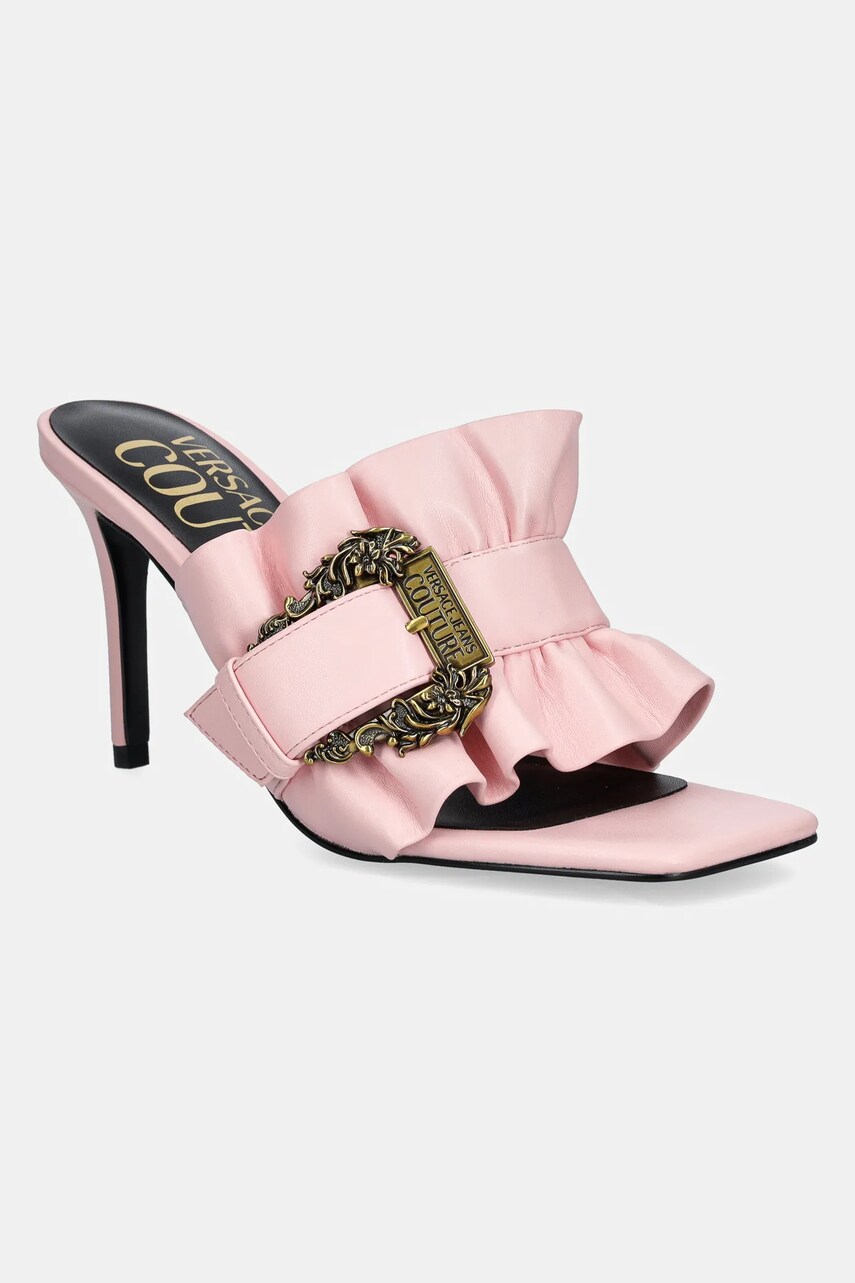 Versace Jeans Couture papuci femei, culoarea roz, cu toc cui, 78VA3S70 71570 489