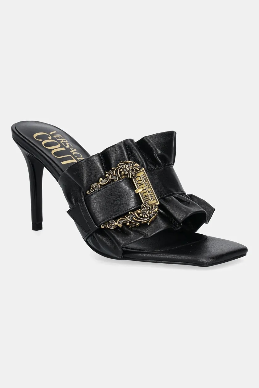 Versace Jeans Couture papuci femei, culoarea negru, cu toc cui, 78VA3S70 71570 899 Versace Jeans Couture papuci femei, culoarea negru, cu toc cui, 78VA3S70 71570 899