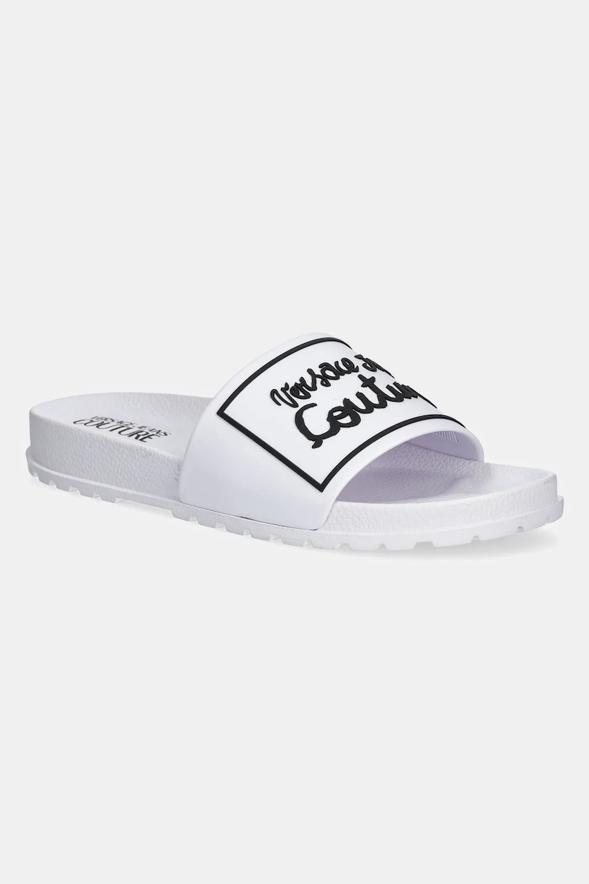 Versace Jeans Couture papuci femei, culoarea alb, 78VA3SQ2 71352 003 Versace Jeans Couture papuci femei, culoarea alb, 78VA3SQ2 71352 003