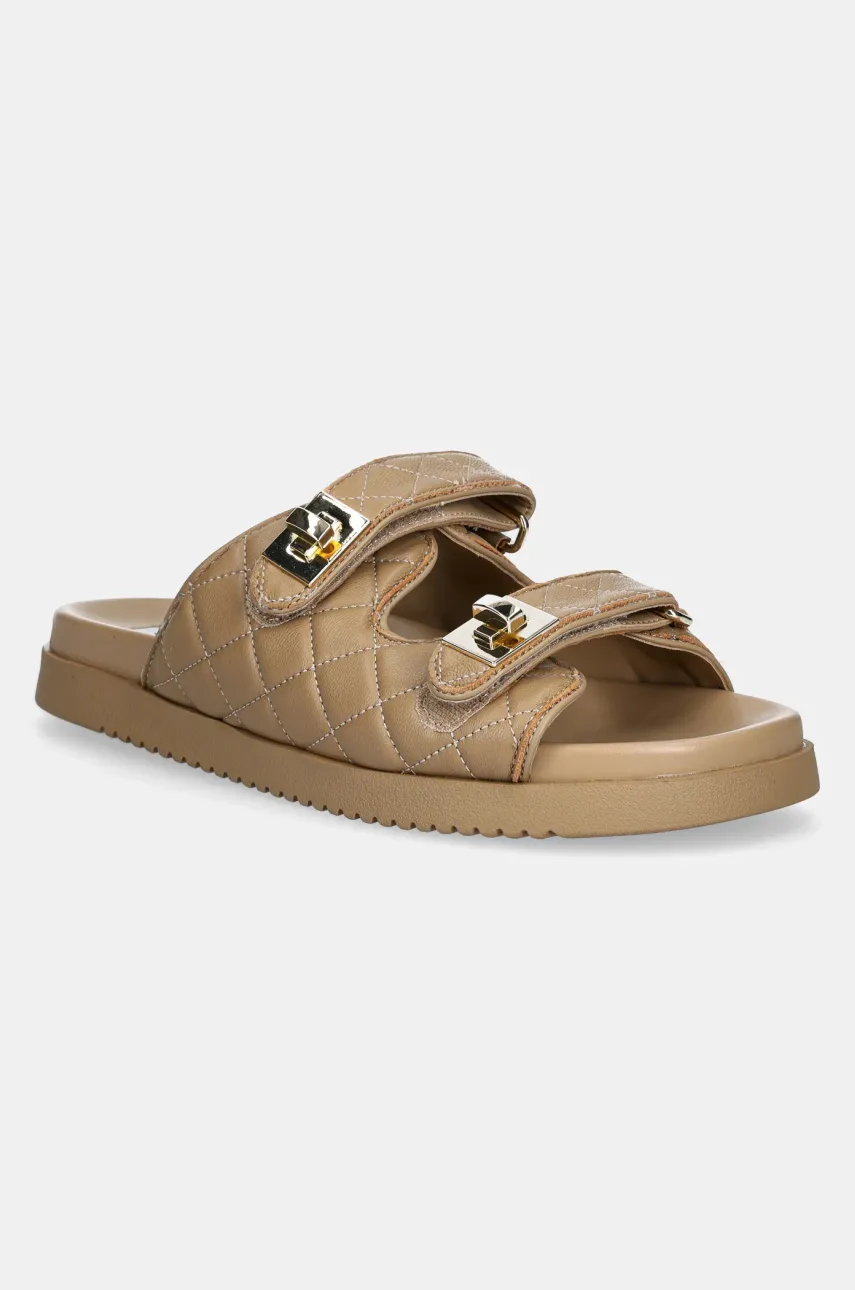 Steve Madden papuci de piele Schmona-CN femei, culoarea bej, SM11003714