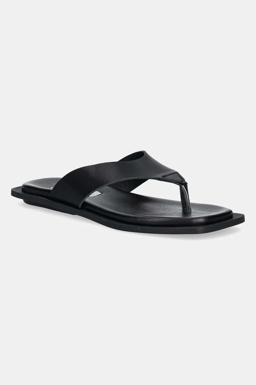 Steve Madden slapi de piele Splash femei, culoarea negru, cu toc plat, SM11003722