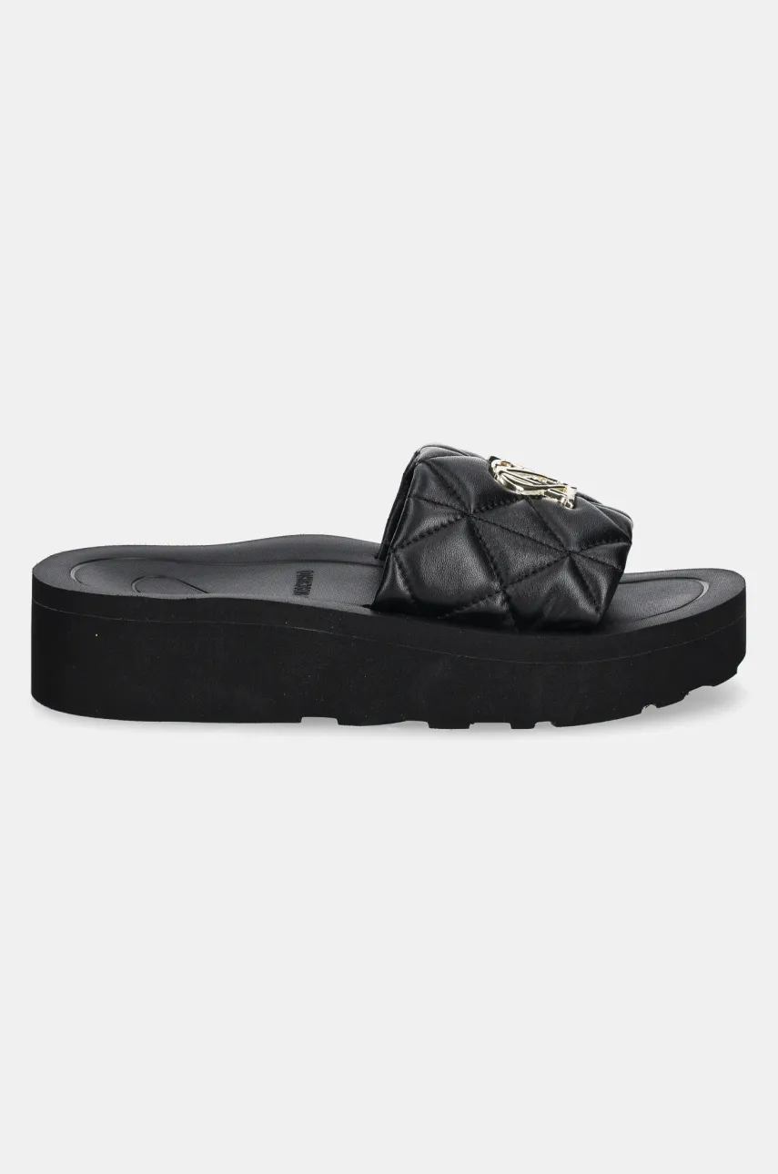 Кожаные шлепанцы Love Moschino цвет чёрный на платформе JA28014I1MIE0000 Кожаные шлепанцы Love Moschino цвет чёрный на платформе JA28014I1MIE0000