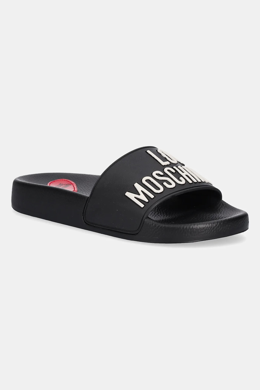 Love Moschino papuci femei, culoarea negru, JA28052G1MI14000