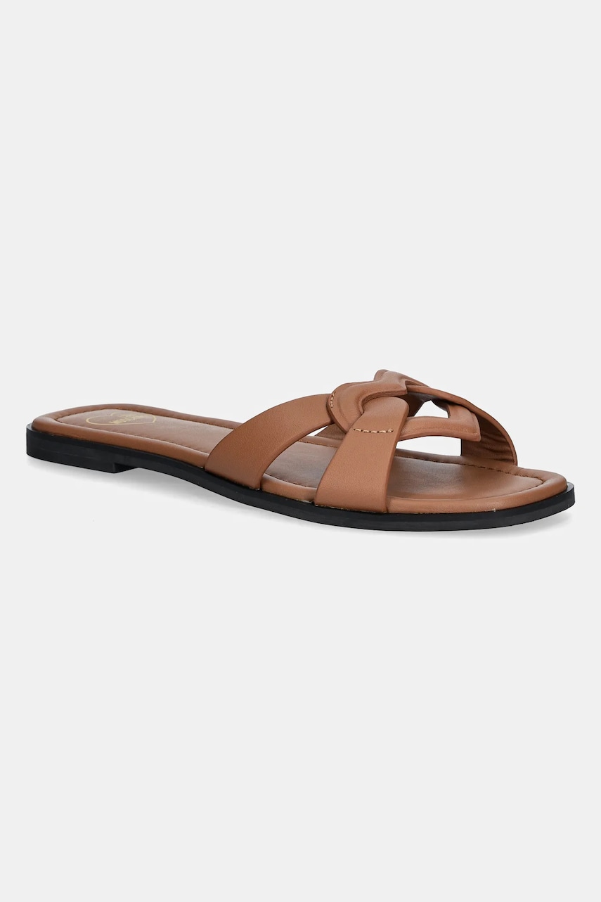 Love Moschino slapi de piele femei, culoarea maro, JA28092G1MIA0201 Love Moschino slapi de piele femei, culoarea maro, JA28092G1MIA0201