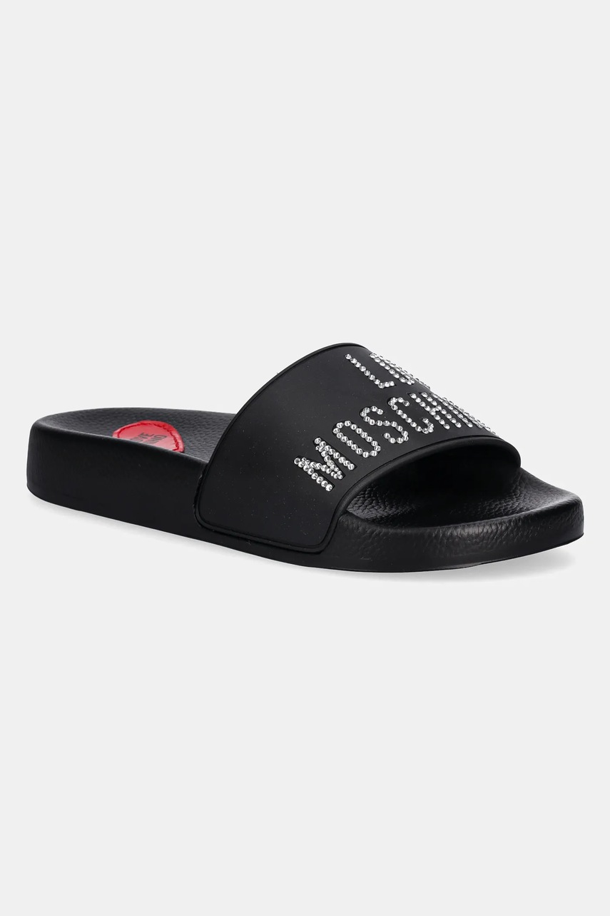 Love Moschino papuci femei, culoarea negru, JA28122G1MI13000