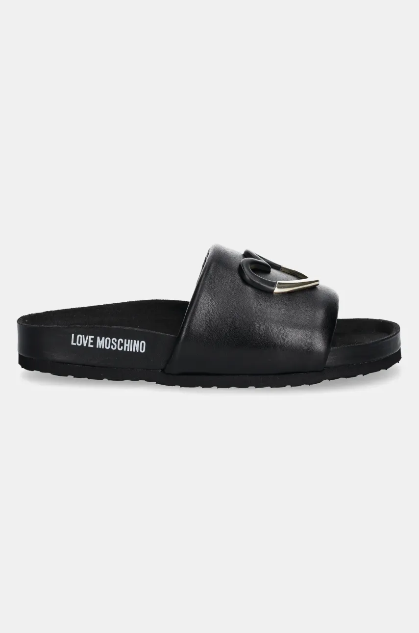 Кожаные шлепанцы Love Moschino женские цвет чёрный JA28283G1MIE0000 Кожаные шлепанцы Love Moschino женские цвет чёрный JA28283G1MIE0000