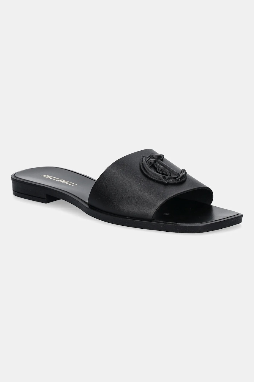 Just Cavalli slapi de piele femei, culoarea negru, 78RA3S93ZPB20899 Just Cavalli slapi de piele femei, culoarea negru, 78RA3S93ZPB20899