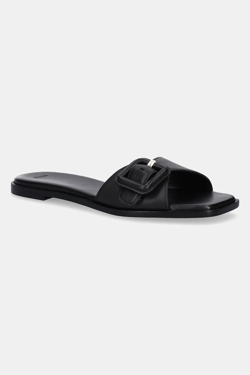 BOSS papuci de piele Charlize femei, culoarea negru, 50542200 BOSS papuci de piele Charlize femei, culoarea negru, 50542200