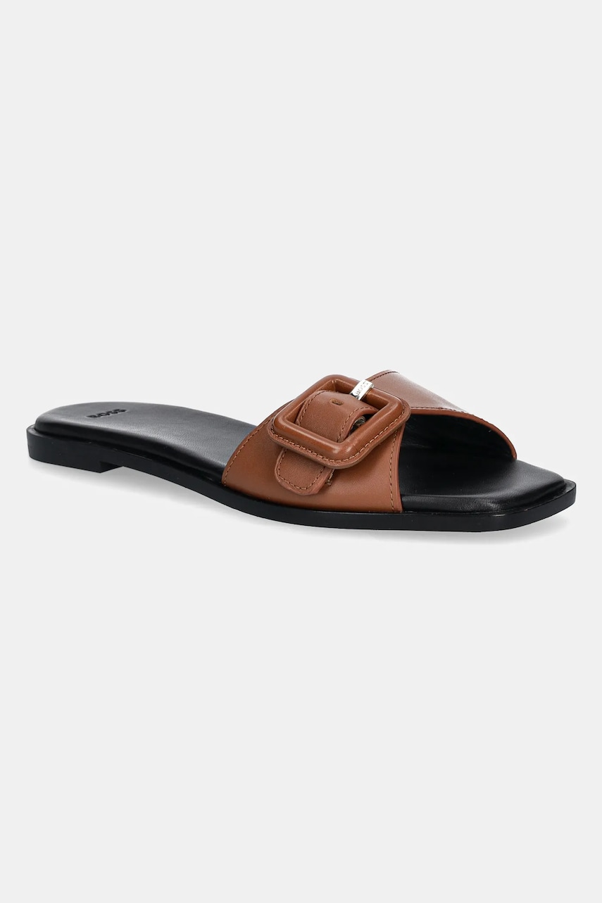 BOSS șlapi de piele Charlize femei, culoarea maro, 50542200 BOSS șlapi de piele Charlize femei, culoarea maro, 50542200