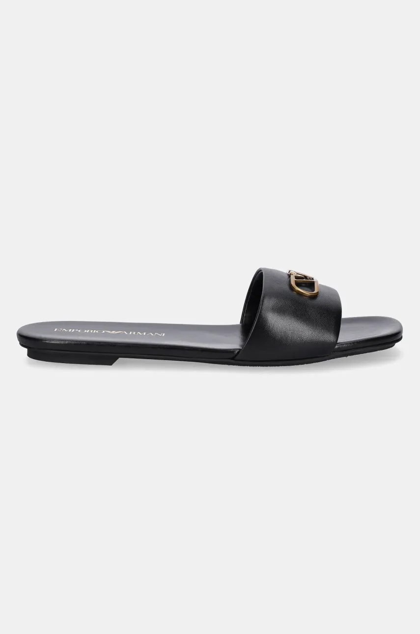 Кожаные шлепанцы Emporio Armani женские цвет чёрный X3P846 XF271 00002 Кожаные шлепанцы Emporio Armani женские цвет чёрный X3P846 XF271 00002