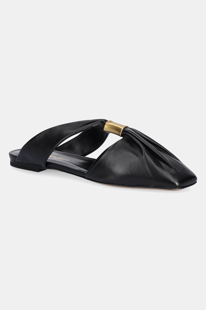 Emporio Armani slapi de piele femei, culoarea negru, X3R036 XF271 00002