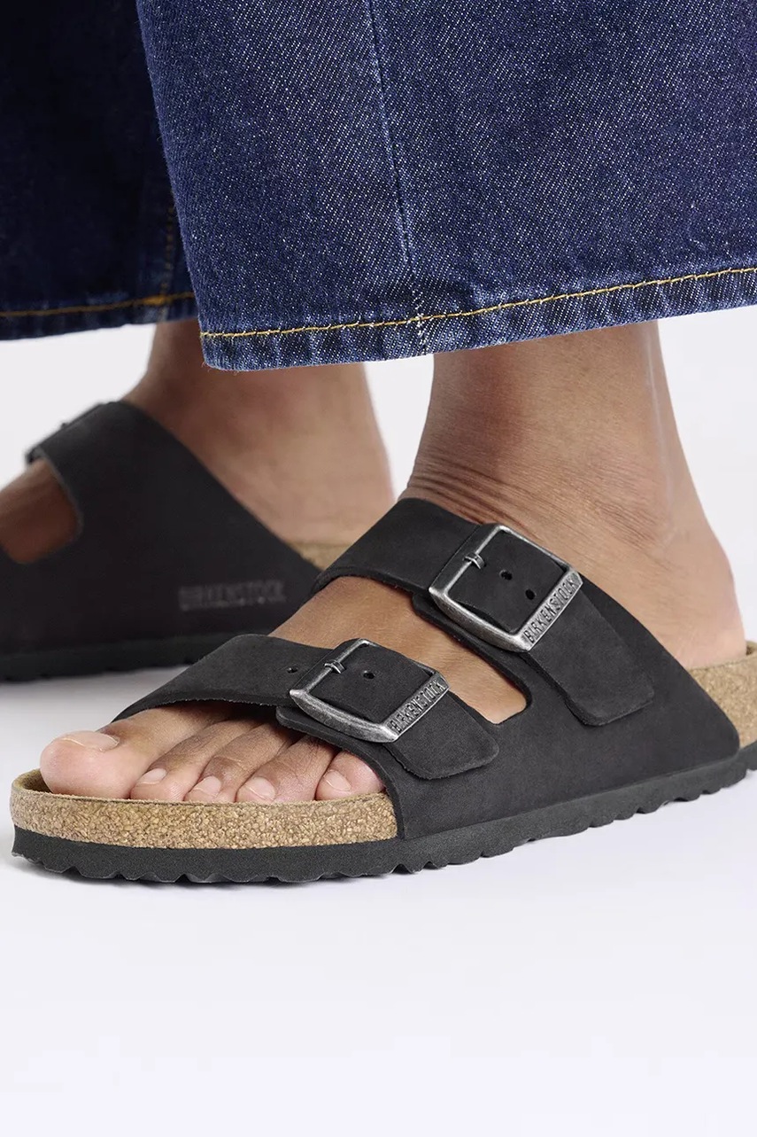 Nubuck παντόφλες Birkenstock Arizona SFB χρώμα: μαύρο, 1019035 φωτογραφία