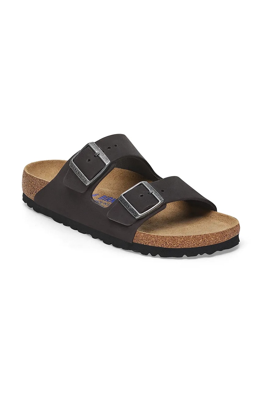 Шлепанцы из нубука Birkenstock Arizona SFB цвет чёрный 1019035 Шлепанцы из нубука Birkenstock Arizona SFB цвет чёрный 1019035