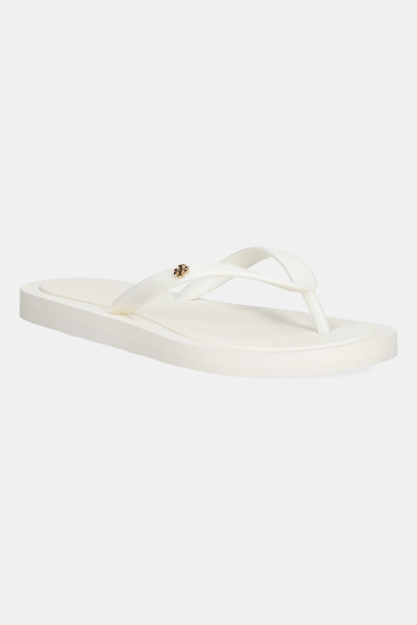 Tory Burch papuci Kira culoarea alb, cu toc plat, 162307-100