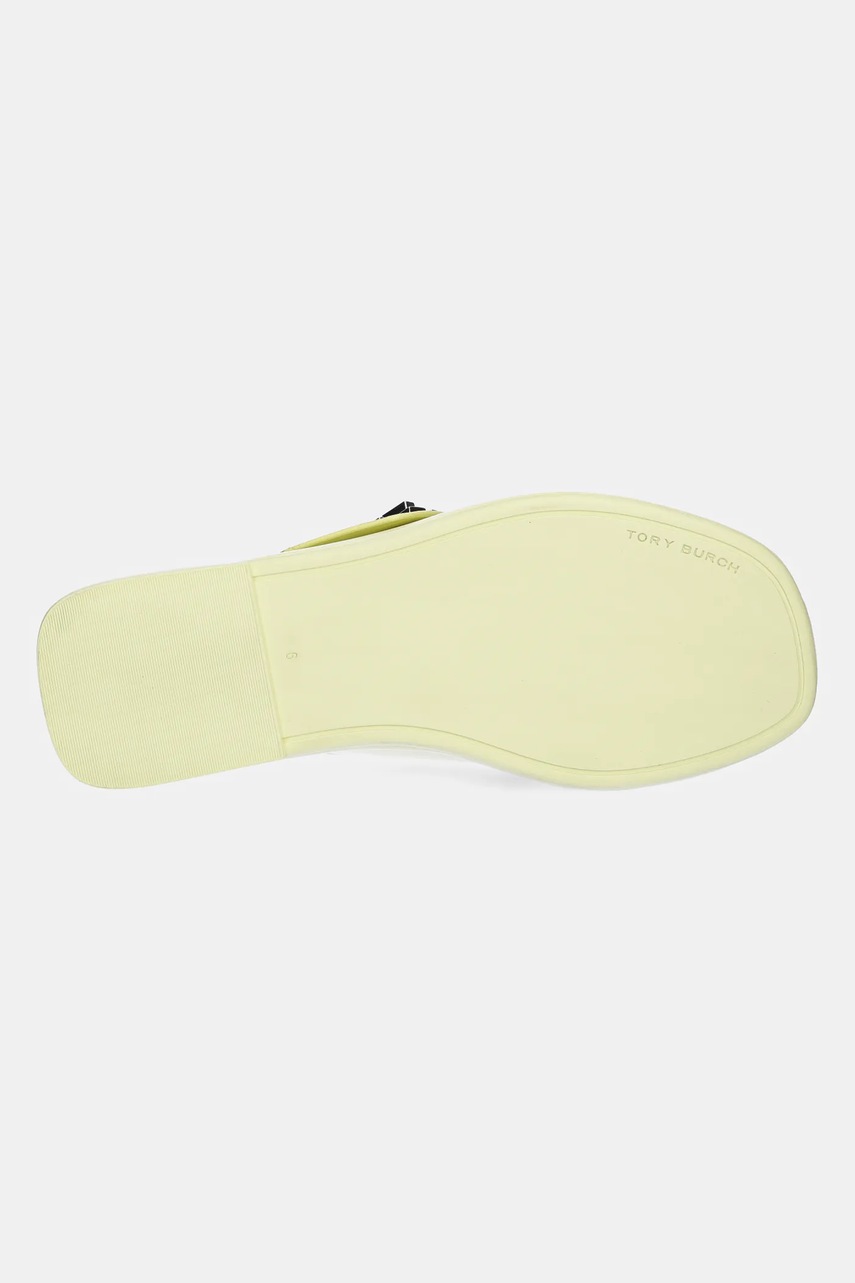 Δερμάτινες παντόφλες Tory Burch T Lock Cross Band Slide γυναικείες, χρώμα: κίτρινο, 170611-700 φωτογραφία