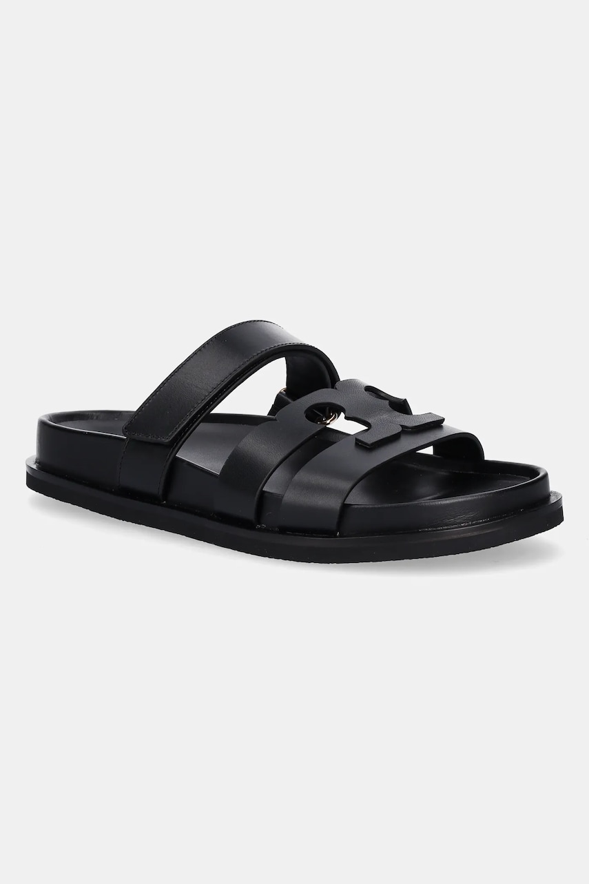 Tory Burch slapi de piele Ines Sport femei, culoarea negru, 161636-006 Tory Burch slapi de piele Ines Sport femei, culoarea negru, 161636-006