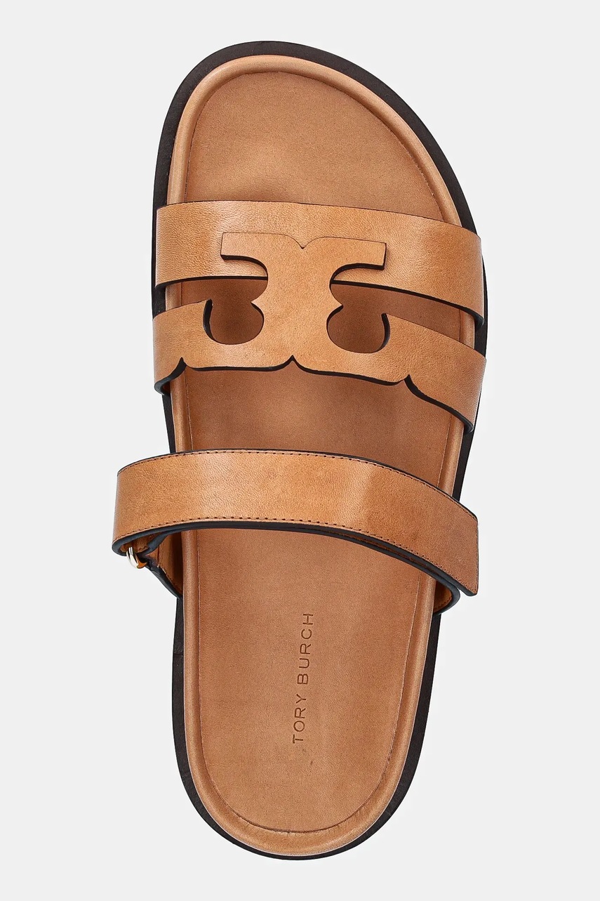 Δερμάτινες παντόφλες Tory Burch Ines Sport γυναικείες, χρώμα: καφέ, 168791-200 φωτογραφία