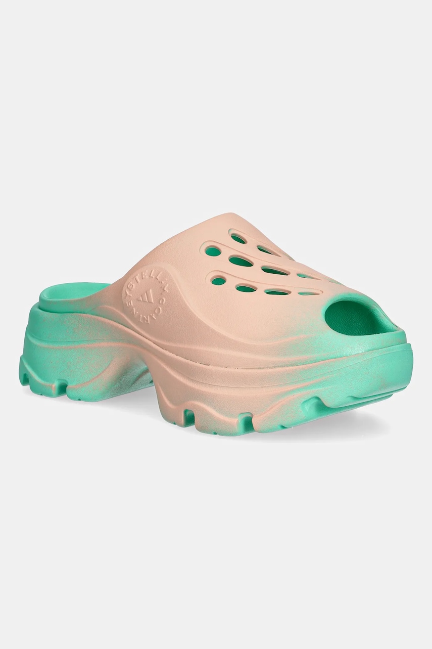 adidas by Stella McCartney papuci Clog femei, culoarea verde, cu platforma, JH8952 adidas by Stella McCartney papuci Clog femei, culoarea verde, cu platforma, JH8952