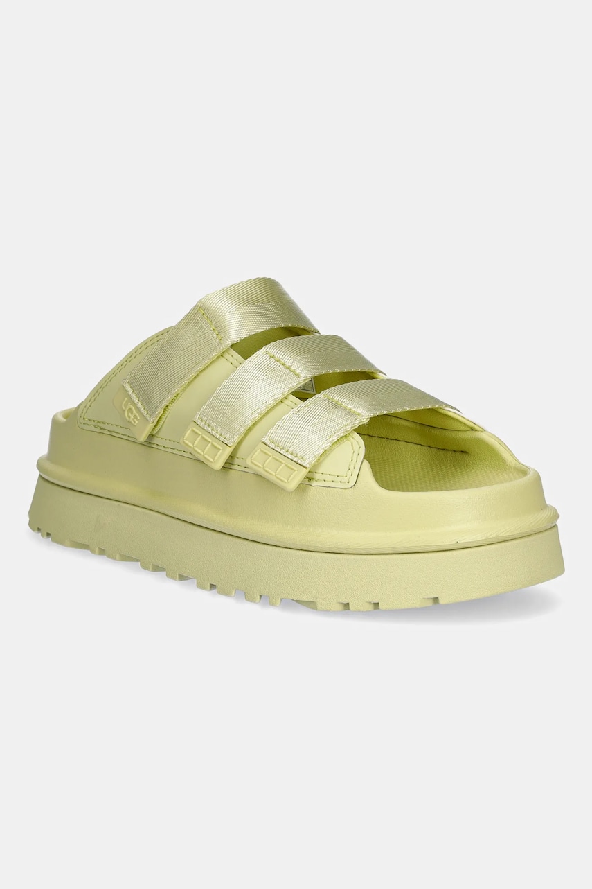 UGG papuci Goldenglow Slide femei, culoarea verde, cu platforma, 1167430-GLDN