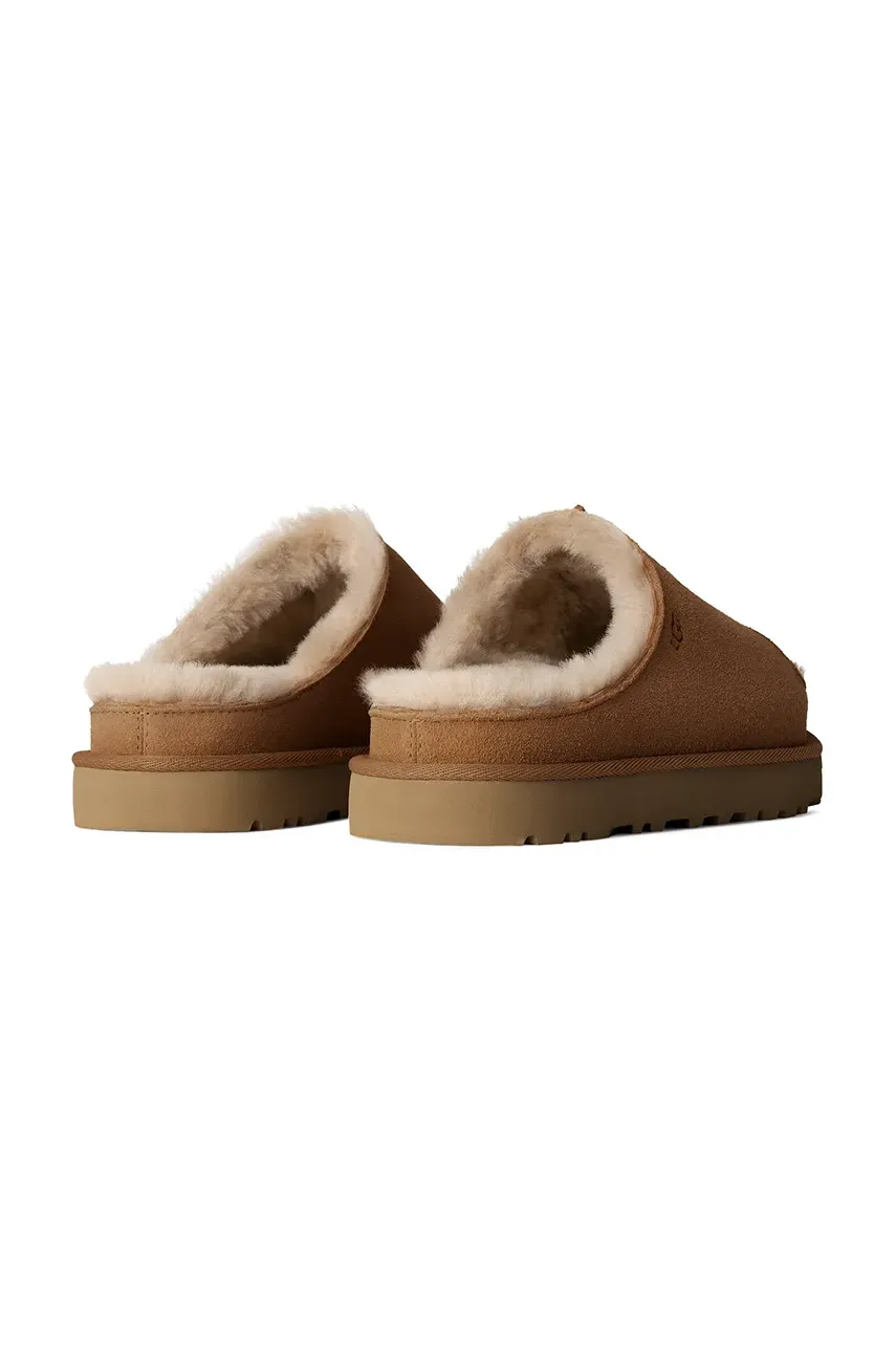 Замшевые шлепанцы UGG Greenport Slide женские цвет коричневый на платформе 1167610-CHE Замшевые шлепанцы UGG Greenport Slide женские цвет коричневый на платформе 1167610-CHE