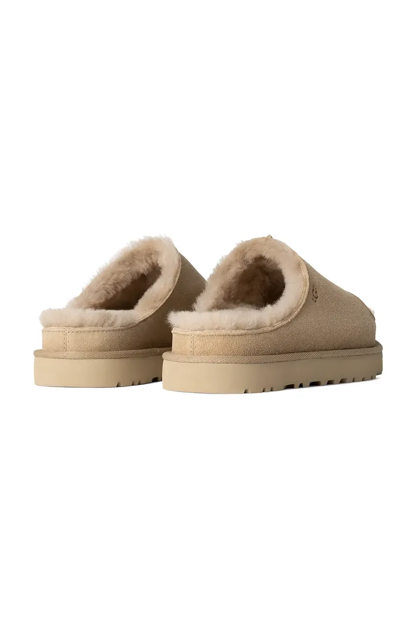 Замшевые шлепанцы UGG Greenport Slide женские цвет бежевый на платформе 1167610-SAN Замшевые шлепанцы UGG Greenport Slide женские цвет бежевый на платформе 1167610-SAN