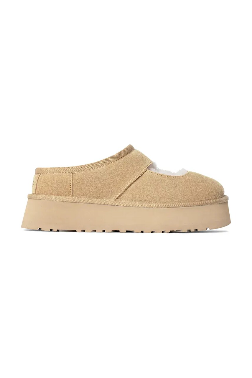 UGG papuci din piele intoarsa Bea Mary Jane culoarea bej, 1167612-MDSD